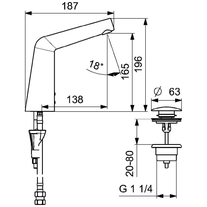 Hansa HANSADESIGNO Style Waschtisch-Elektronik-Batterie, Netzbetrieb