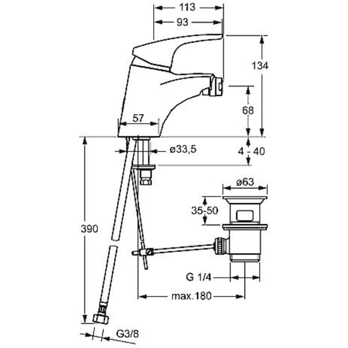 Hansa HANSAMIX Neu Einhand-Einlochbatterie für Sitzwaschbecken