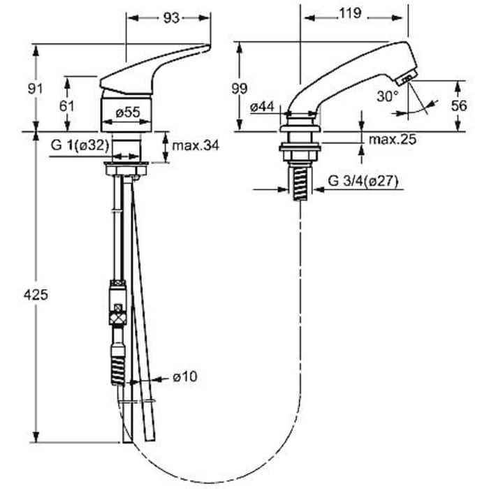 Hansa HANSAMIX Einhand-Einlochbatterie für Fri