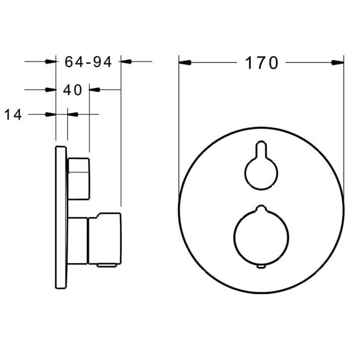 Hansa HANSAMIX Thermostat-Wannen-Funktionseinheit, Rosette rund