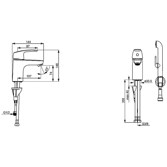 Hansa HANSAPINTO Waschtisch-Einhand-Einlochbatterie mit Funktionsbrause