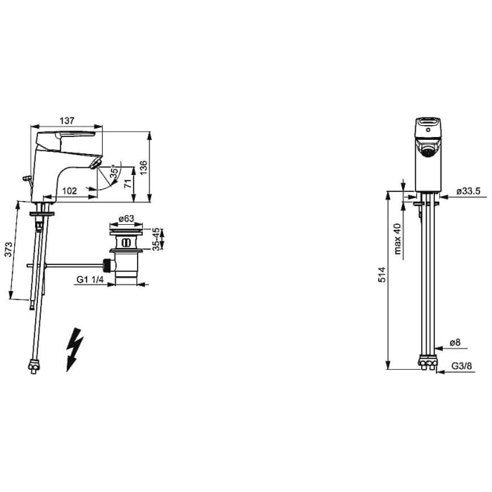 Hansa HANSAPOLO Waschtisch-Einhand-Einlochbatterie, Niederdruck