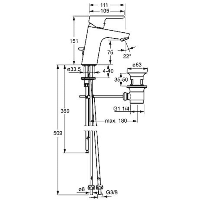 Hansa HANSAPRIMO XL Waschtisch-Einhandbatterie, Niederdruck