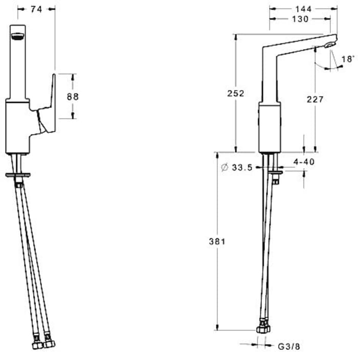 Hansa HANSATWIST Waschtisch Einhand Einlochbatterie, Vollhebel und ohne Ablaufgarnitur