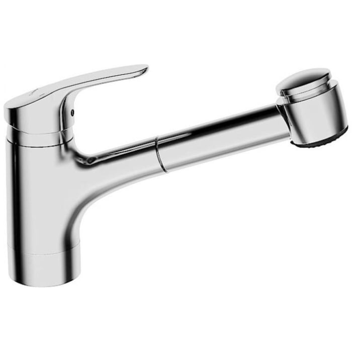 Hansa HANSAMIX Spültisch-Einhand-Einlochbatterie, für offene Heisswasserbereiter und Geschirrbrause herausziehbar