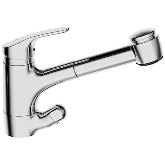 Hansa HANSAMIX Spültisch-Einhand-Einlochbatterie, mit Geräte-Absperrventil und Geschirrbrause herausziehbar