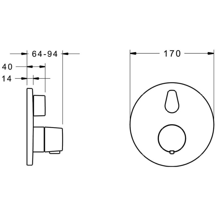 Hansa HANSALIVING Thermostat-Brause-Funktionseinheit, Rosette rund
