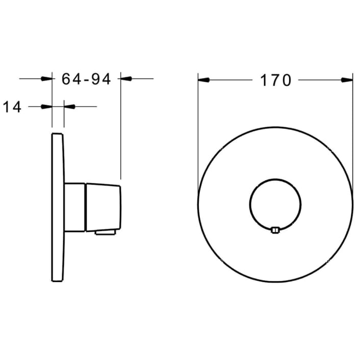Hansa HANSALIVING Thermostat-Brause-Funktionseinheit ohne Mengenregulierung, Rosette rund