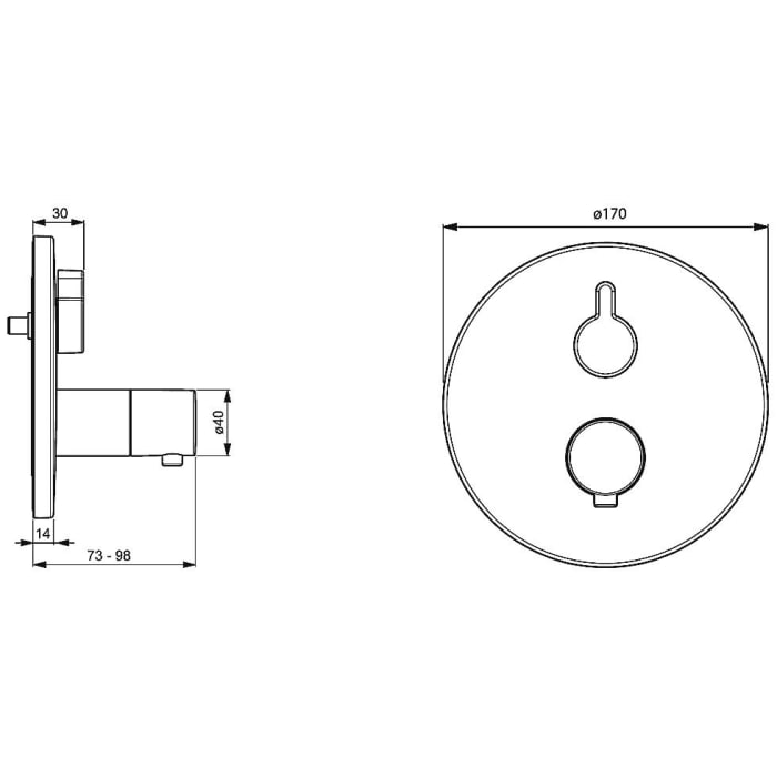 Hansa HANSALIVING Fertigmontageset mit Funktionseinheit Thermostat-Wannen-Batterie, Rosette rund