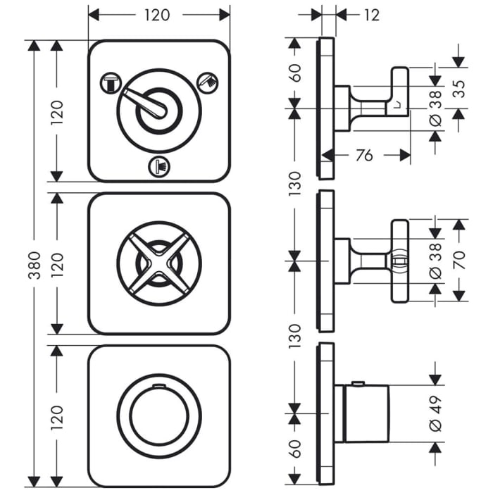 AXOR Citterio E Thermostatmodul Unterputz für 3 Verbraucher