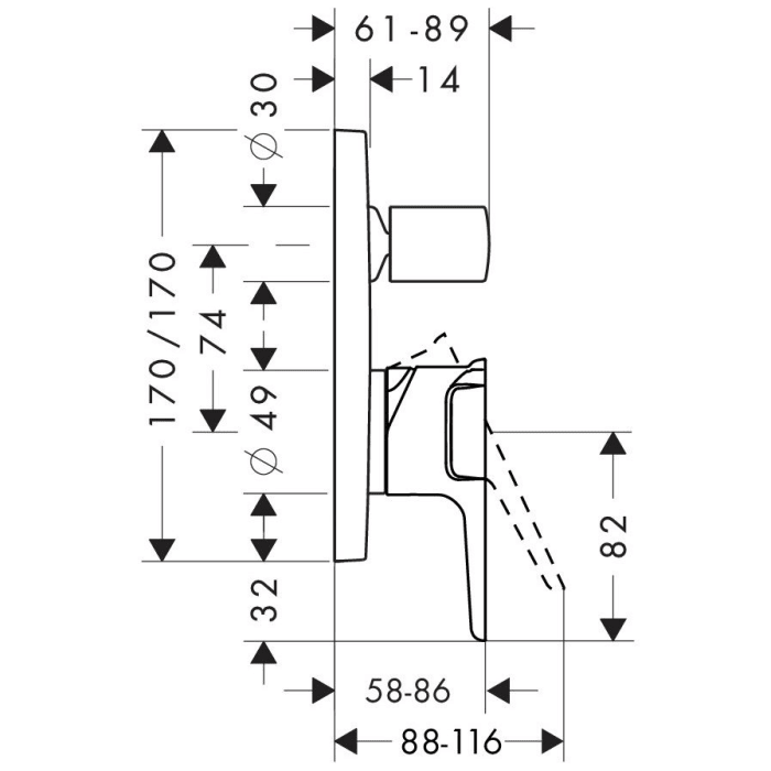AXOR Citterio E Einhebel-Wannenmischer Unterputz