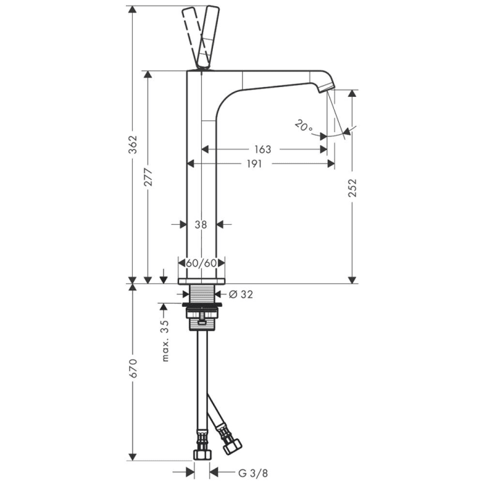 AXOR Citterio E Einhebel-Waschtischmischer 250 für Waschschüsseln, ohne Ablaufgarnitur