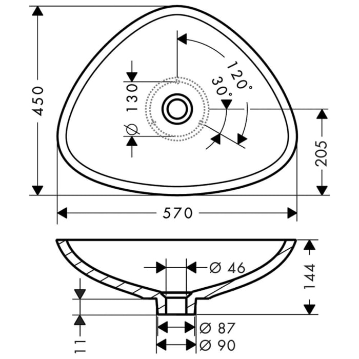 AXOR Massaud Waschschüssel klein 57 x 45 cm