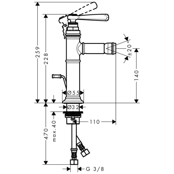 AXOR Montreux Einhebel-Bidetmischer mit Zugstangen-Ablaufgarnitur