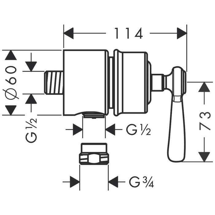 AXOR Montreux Fixfit Wandanschluss Stop mit Abstellventil und Hebelgriff