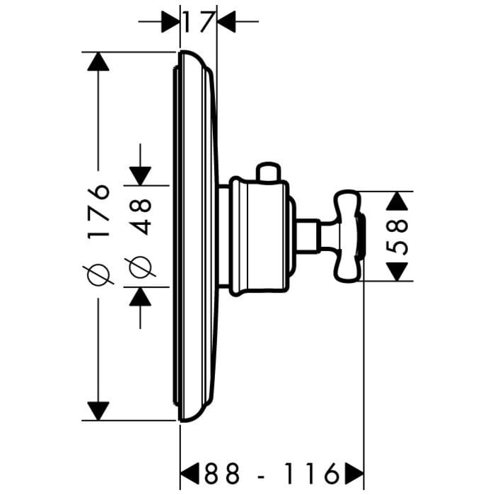 AXOR Montreux Highflow Thermostatbatterie UP mit Kreuzgriff