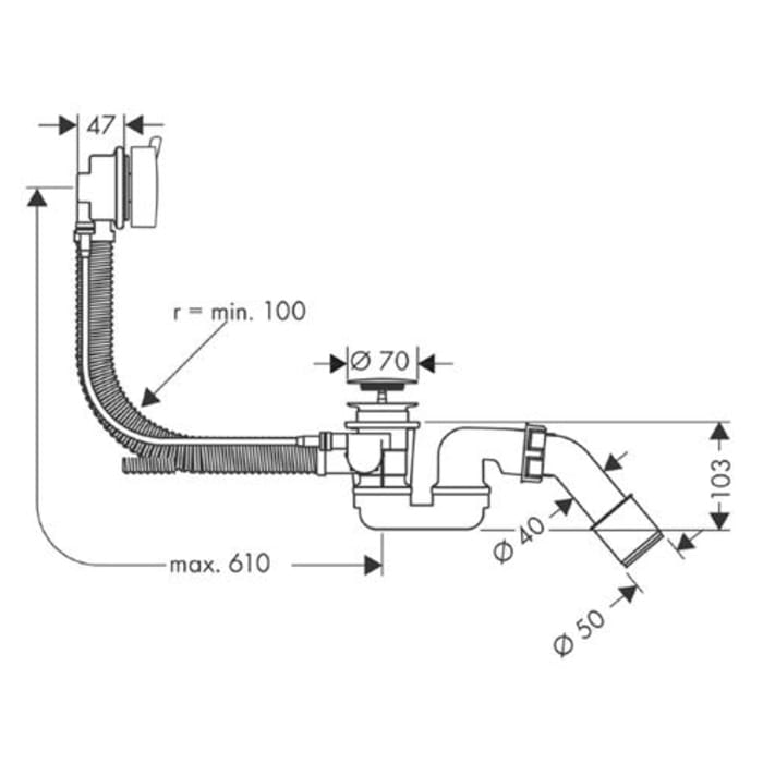 hansgrohe Flexaplus S Wannenab- und Überlaufgarnitur G 1 1/2 Komplettset