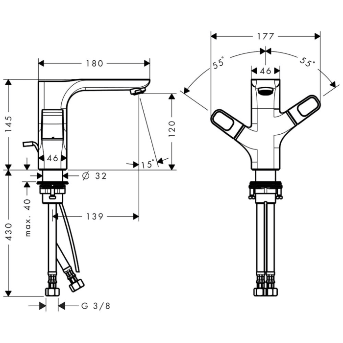 AXOR Urquiola Zweigriff Waschtischarmatur
