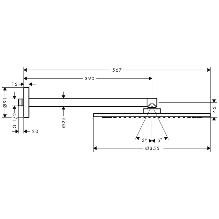 AXOR ShowerSolutions Kopfbrause 350 1jet mit Brausearm