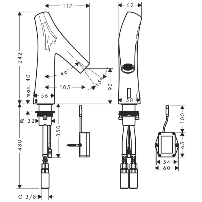 AXOR Starck Organic Elektronik-Waschtischmischer mit Temperaturvoreinstellung, Batteriebetrieb