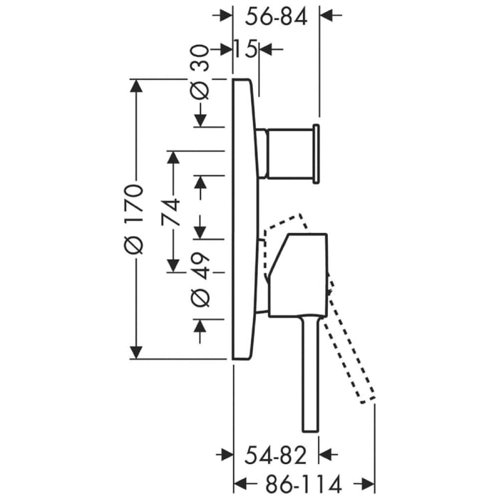 AXOR Starck Unterputz Einhebel-Wannenmischer Fertigset mit Rohrunterbrecher