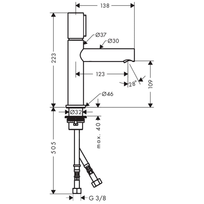 AXOR Uno Select Waschtischmischer 110 ohne Ablaufgarnitur