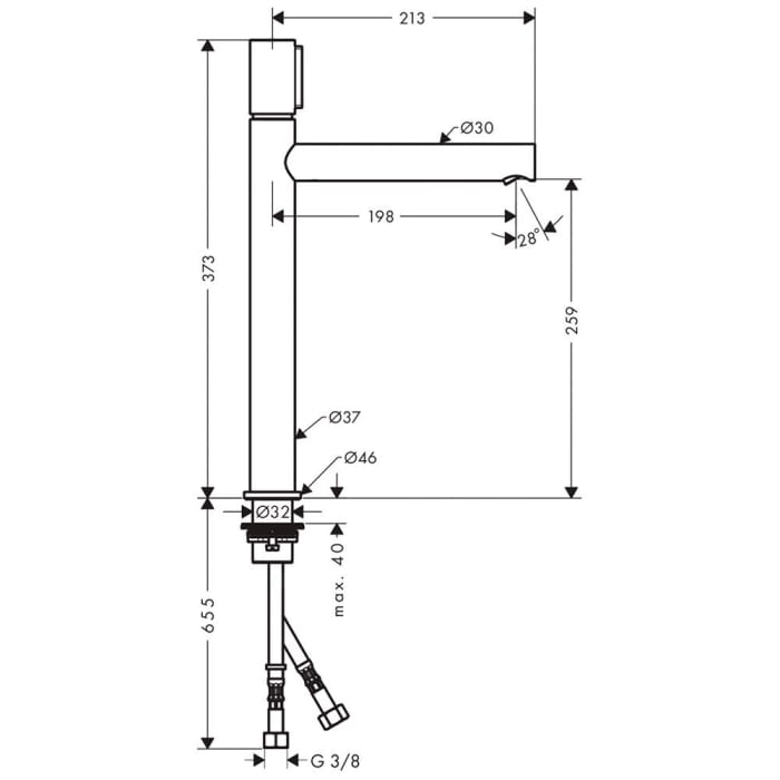 AXOR Uno Select Waschtischmischer 260 ohne Ablaufgarnitur