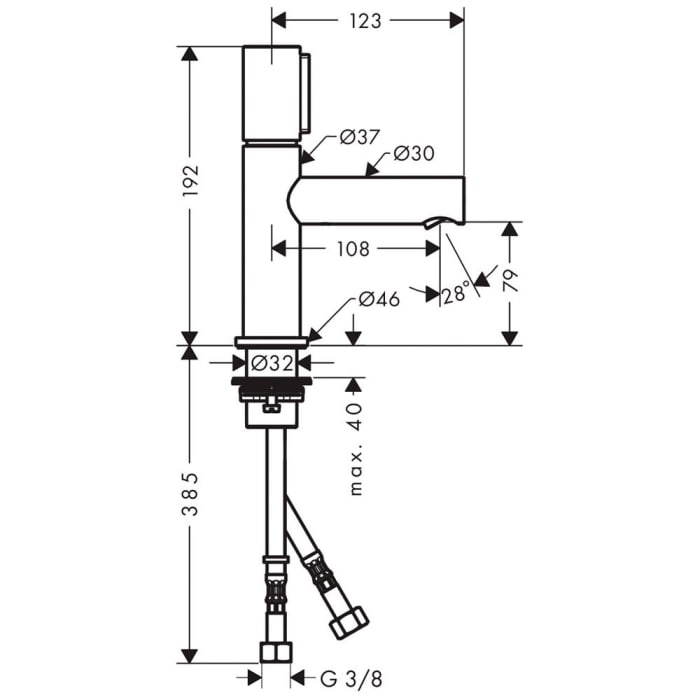 AXOR Uno Select Waschtischmischer 80 ohne Ablaufgarnitur