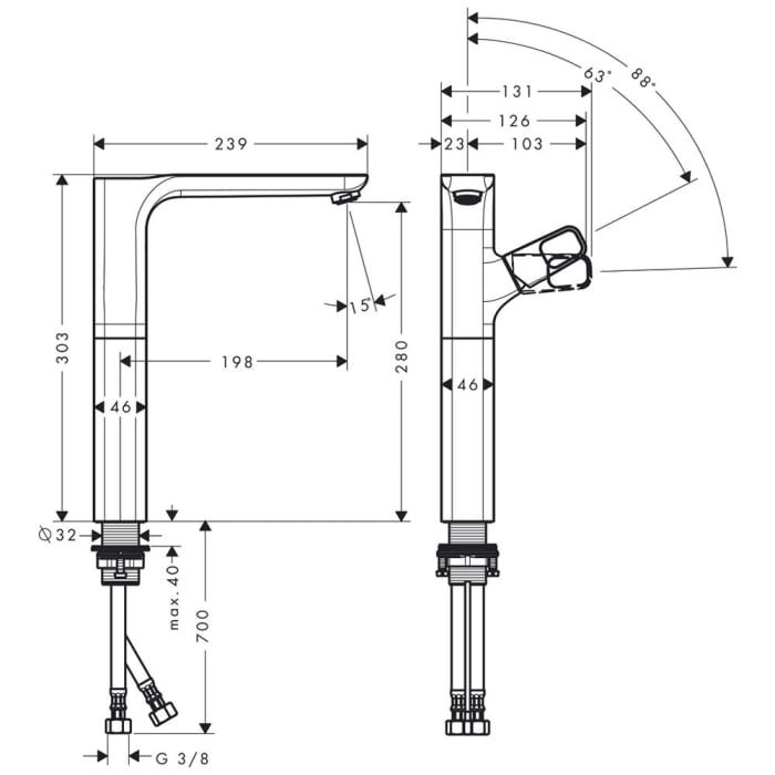 AXOR Urquiola Einhebel-Waschtischmischer für Waschschüsseln