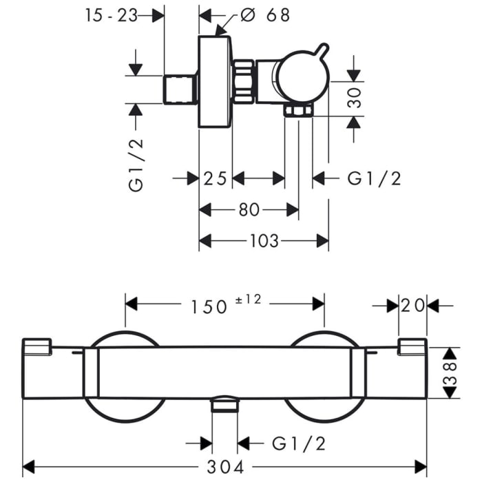 hansgrohe Ecostat Comfort Brausenthermostat Aufputz DN 15