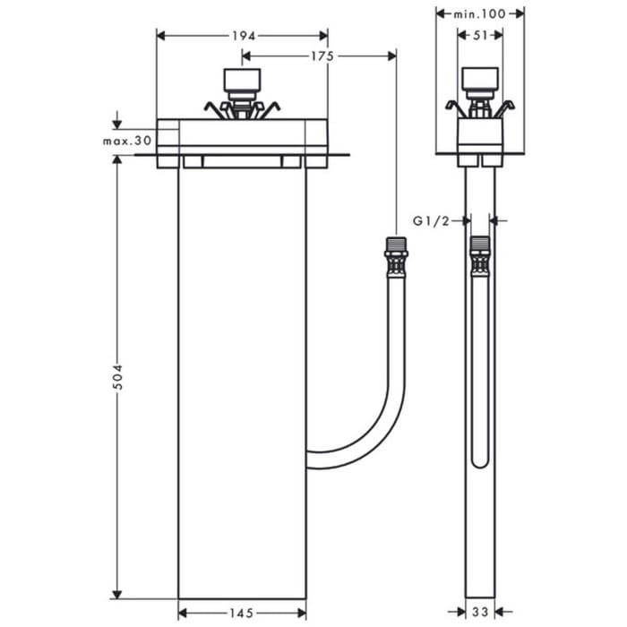 AXOR Grundkörper für 3-Loch Einhebel-Wannenrandmischer