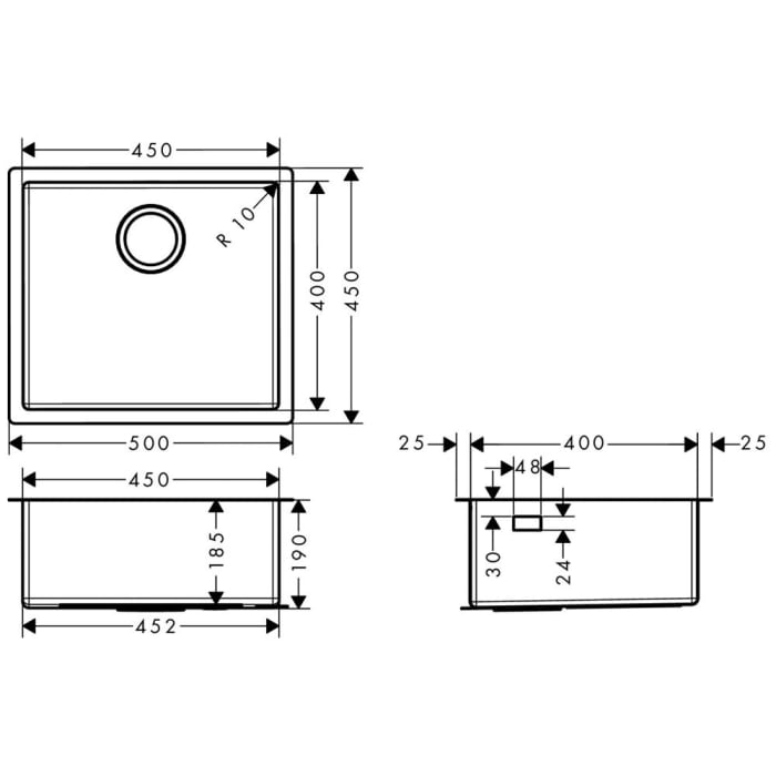 hansgrohe S719-U450 Unterbauspüle 450