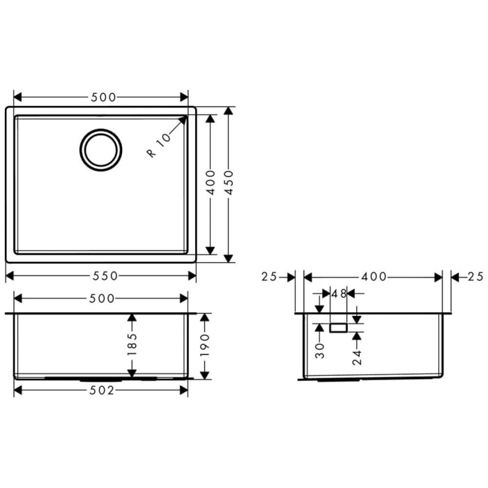 hansgrohe S719-U500 Unterbauspüle 500