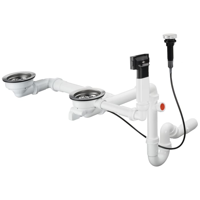 hansgrohe D17-11 Automatische Ab- und Überlaufgarnitur für Doppelbecken Granit