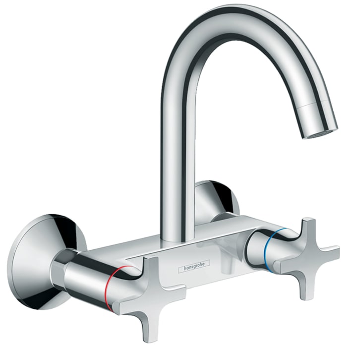 hansgrohe Logis M32 2-Griff Küchenmischer, Wandmontage Highspout, 1jet