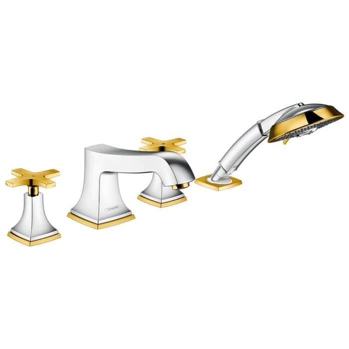 hansgrohe Metropol Classic 4-Loch Wannenrandarmatur mit Kreuzgriff