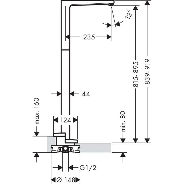 hansgrohe Metropol Wanneneinlauf bodenstehend