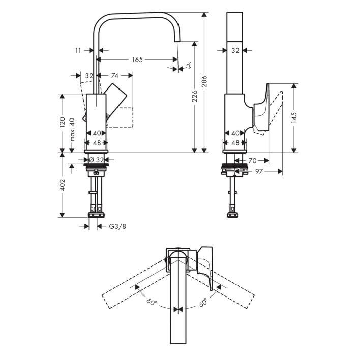 hansgrohe Metropol Einhebel-Waschtischmischer 230 mit Hebelgriff und Push-Open Ablaufgarnitur