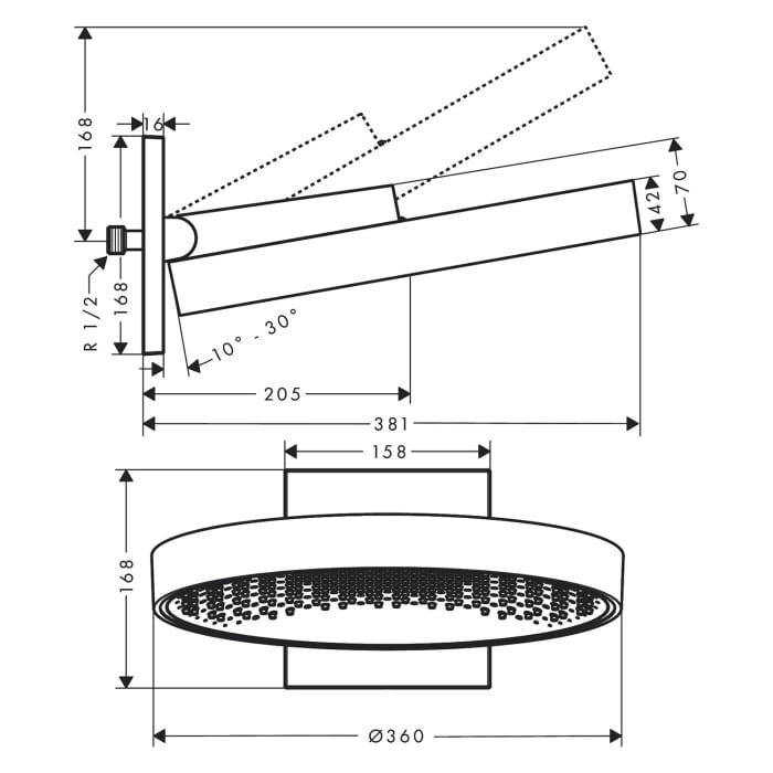 hansgrohe Rainfinity Kopfbrause 360 1jet mit Wandanschluss