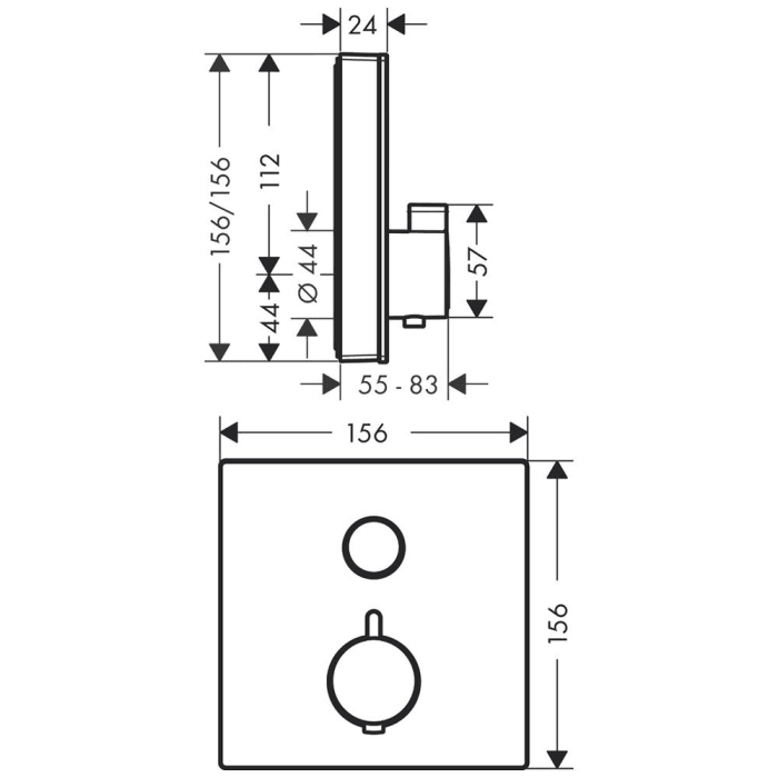 hansgrohe ShowerSelect Glas Thermostat Unterputz für 1 Verbraucher