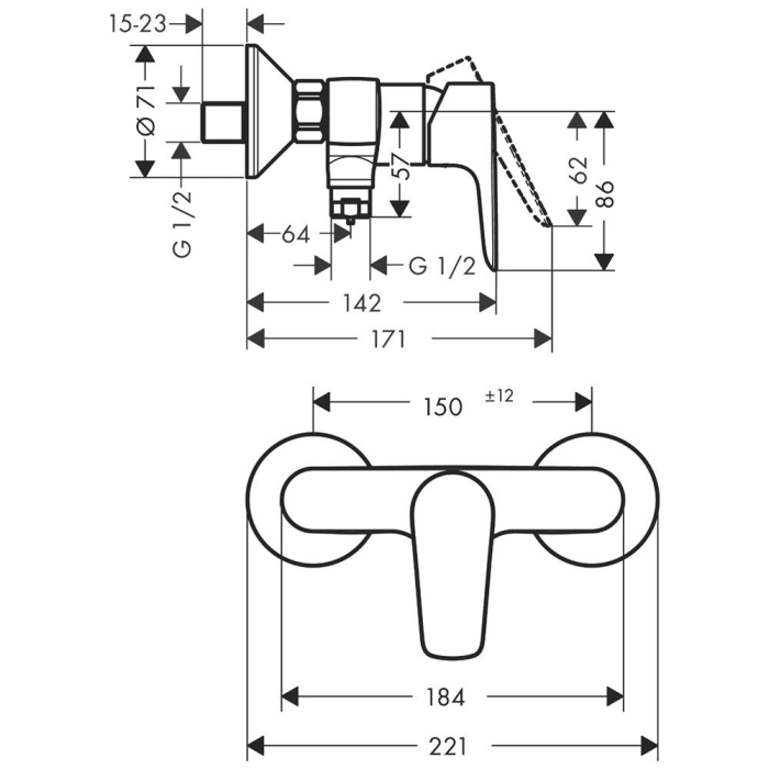 hansgrohe Talis E Einhebel-Brausemischer Aufputz