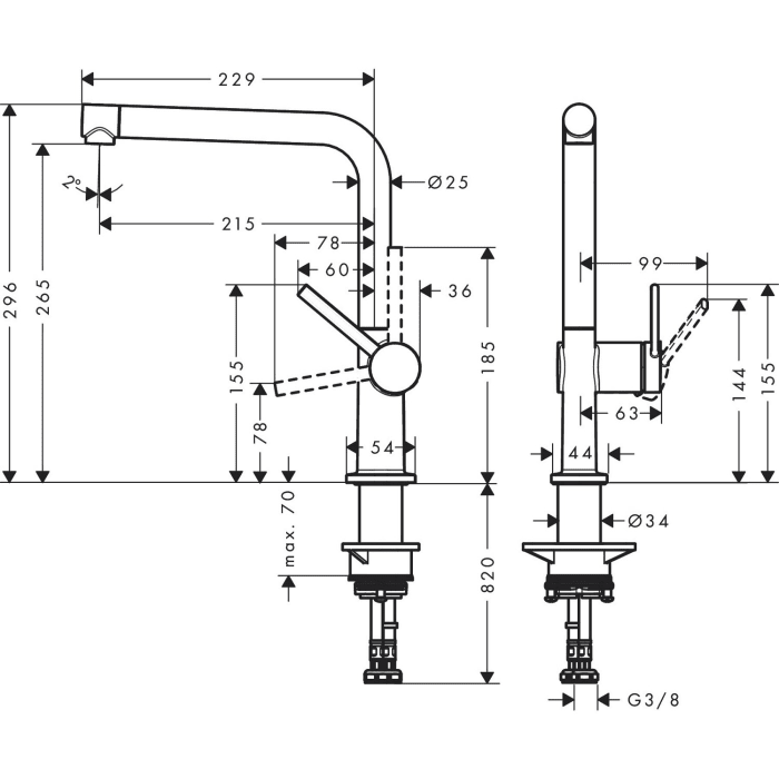 hansgrohe Talis M54 Einhebel-Küchenmischer 270, 1jet