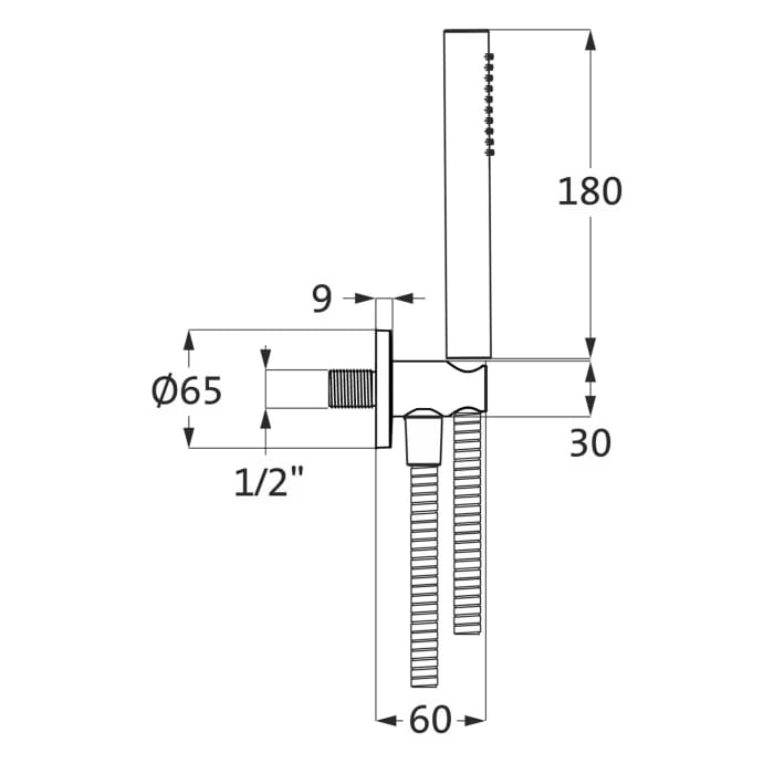 Herzbach LIVING SPA Brauseset mit Wandanschlussbogen und Stabhandbrause