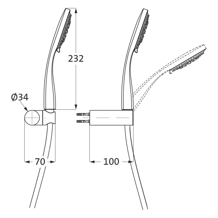 Herzbach LIVING SPA Brauseset mit Brausehalter und Handbrause Multifunktion