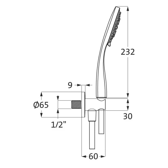 Herzbach LIVING SPA Brauseset mit Wandanschlussbogen und Handbrause Multifunktion