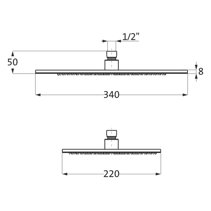 Herzbach LIVING SPA Slim Regenbrause 34 x 22 cm, für Wand-/Deckenarm