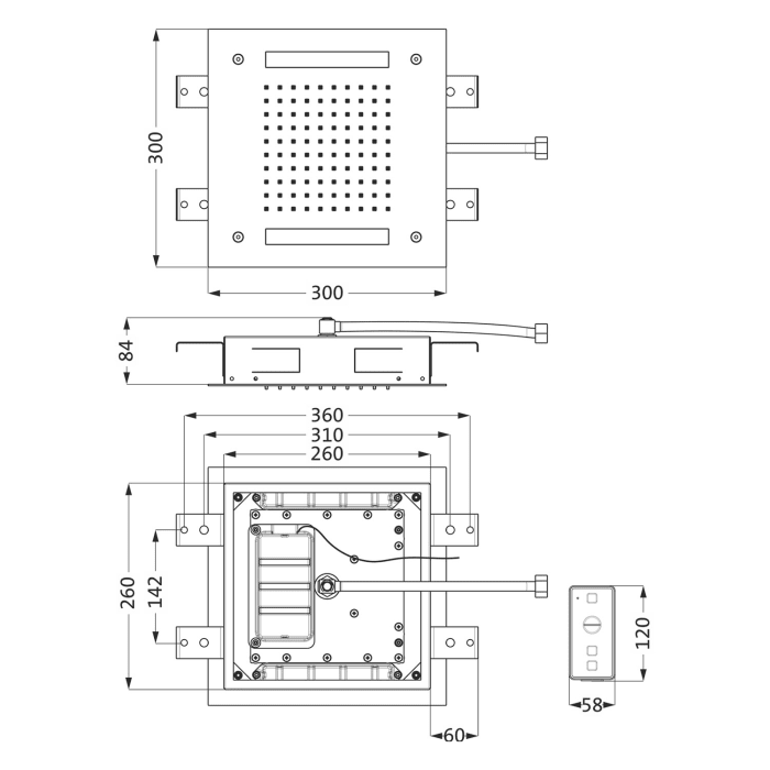Herzbach LIVING SPA Farblicht-Regenbrause 30 x 30 cm, Deckenmontage