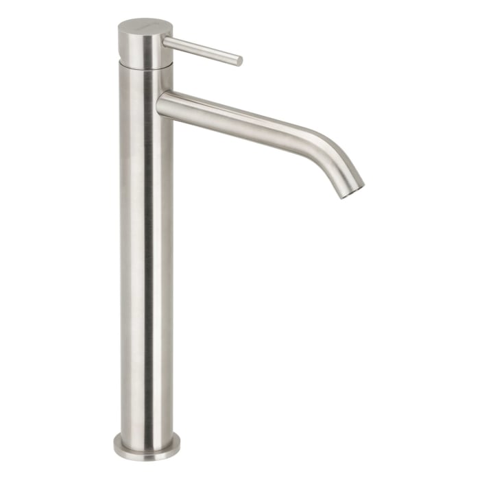 Herzbach DEEP IX Waschtisch-Einlochbatterie XL-Size mit erhöhtem Schaft, ohne Ablaufgarnitur, Ausladung 17 cm, Armaturenkörper Ø 3,5 cm