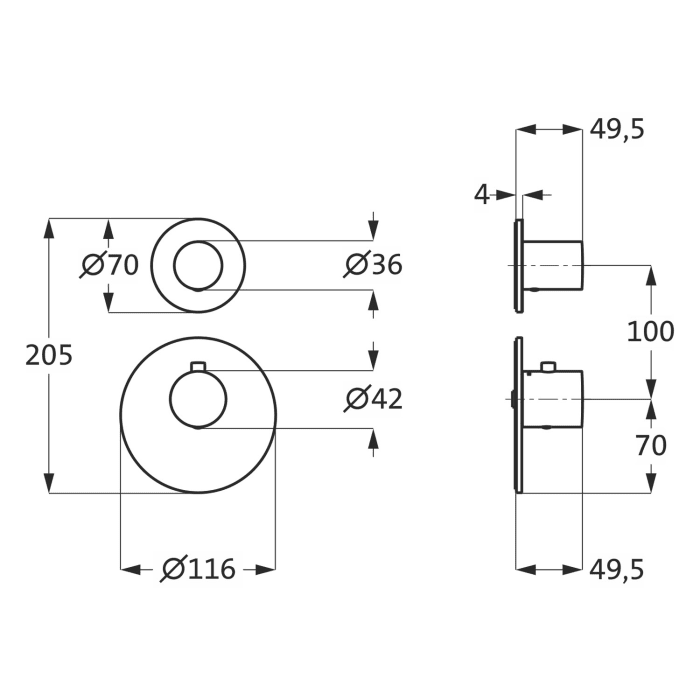 Herzbach LOGIC XL 1 Thermostat Farbset 2 Blenden und 2 Griffe