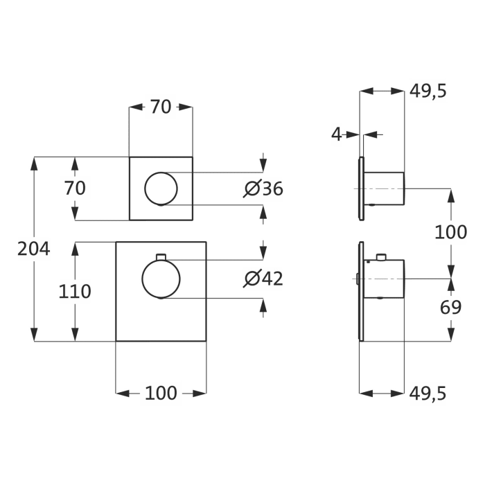 Herzbach LOGIC XL 1 Thermostat Farbset 2 Blenden und 2 Griffe